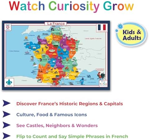 Tot Talk France Map Educational Placemat for Kids | Learn France Geography - Image 2