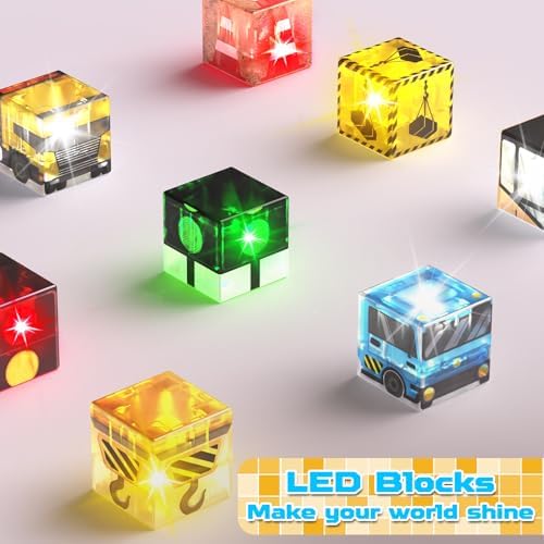 ToyUnited 200PCS Light Up Magnetic Blocks - Magnet Building Blocks, Stacking Magent Cubes Construction Theme, STEM Montessori Sensory Educational Birthday Gifts Toys for Kids Boys Girls Ages 3-12 - Image 4