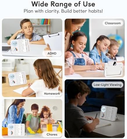 3-in-1 Visual Timer & ADHD Tool for Kids – ADHD Task Timer for Adults with Visual Schedule, Chore Chart & Planning Board for Home, School, Classroom, Work (White) - Image 5