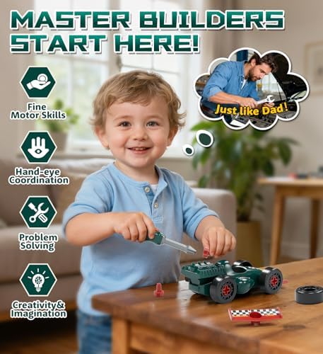 Lehoo Castle Kids Tool Set with Toy Drill, Tools, Take Apart Race Car - Image 5
