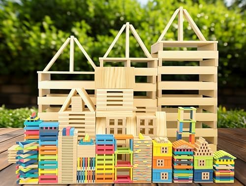 Giant Wooden Building Blocks for Kids& Classrooms - 32Pcs Extra Large Pine Construction Planks 19.7 in, Big Building Blocks Set for Outdoor & Indoor STEM Play, Jumbo Preschool Educational Toy (44 lbs) - Image 6
