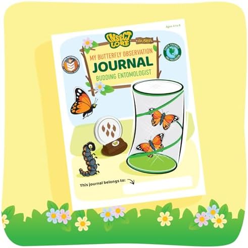 Insect Lore Butterfly Garden Kit with Live Caterpillars – Grow 10 Painted Lady Butterflies - STEM Learning Activity, Habitat with Journal, Stickers, Seeds & Figurines - As Seen on TV - Image 6