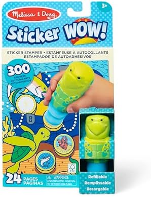 Melissa & Doug Sticker Wow!™ 24-Page Activity Pad and Sticker Stamper, 300 Stickers, Arts and Crafts Fidget Toy Collectible Character – Sea Turtle - for Kids Ages 3+ - FSC Certified by Unknown