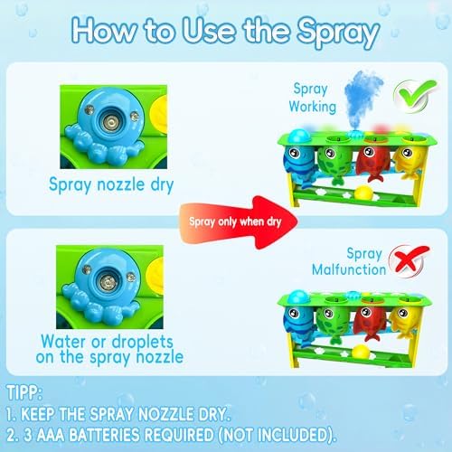 Ball Drop Toy for 1, 2 Years Old Boys & Girls, Interactive Toddler toy with Lights, Music & Water Spray, Montessori STEM Learning Toys for 9-18 Months, Infant Early Development Gift (Blue) - Image 4