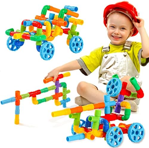 KUTOI Pipe Building Toys, Early Learning Educational Tubular Pipes, Kids Building Blocks, STEM Toys for 3 Year Old + Boys and Girls, 72 Pcs Stim Toy Set - Image 2