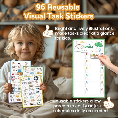 JJPRO Magnetic Bedtime/Morning/Daily Routine Chart for Kids with Reward Jar-Morning Routine Chart,Daily Checklist Reward Chart for Toddlers,Reward Jar for Kids,Cute Visual Schedule Board for Home - Image 4
