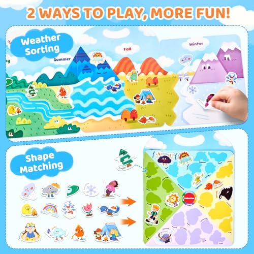 JoyCat Reusable Weather Theme Sticker Book, Travel Toys for Toddlers & Kids - Image 2
