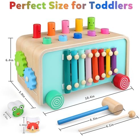 Montessori Baby Hammer Pounding Toy for Toddlers Boys Girls 2 3 4 Years Old, Educational Learning Toy Xylophone Color Shape Easter Basket Stuffers for Toddlers Valentine's Day Gift - Image 4
