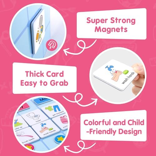 Visual Schedule for Kids, 170 Magnetic Visual Cards & Tri-Fold Magnetic Board, Daily Routine Chart for Autism ADHD, Toddler Morning Bedtime Chore Planner for Home Classroom, Visual Routine Board for Nonverbal Special Needs Children - Image 6