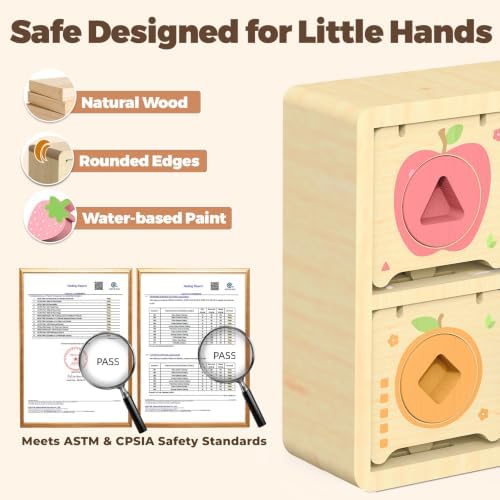 Montessori Toys for 2 Year Old|Wood Lock and Key Toddler Shape Sorter Toys - Image 5