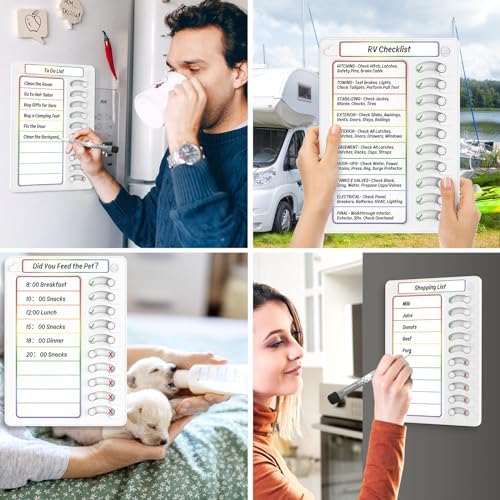 Chore Chart for Kids Dry Erase Chore Board ADHD Tools for Kids to Do List Checklist Task Board Routine Chart Planning Board for Fridge with 10 Sliders and Magnetic Marker, White and Rainbow, 2 Pack - Image 6