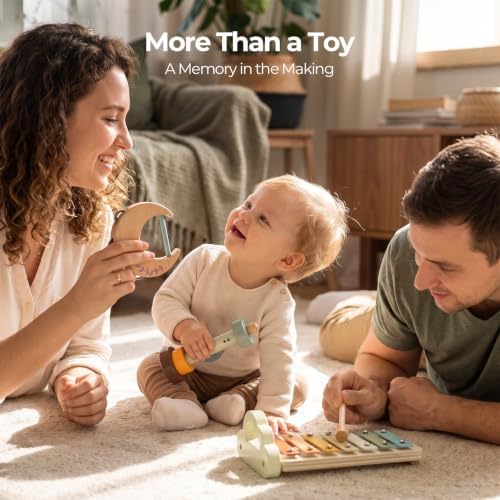 Wooden Xylophone Musical Instrument Sets Toy for Kids, Rattle Bell Montessori Cloud Toddler Music Percussion Toys, Christmas Birthday Gifts for Boys Girls - Image 6