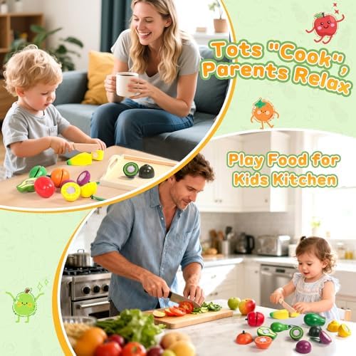 Wooden Play Food for Play Kitchen, Montessori Toys for 2 Year Olds - Image 4