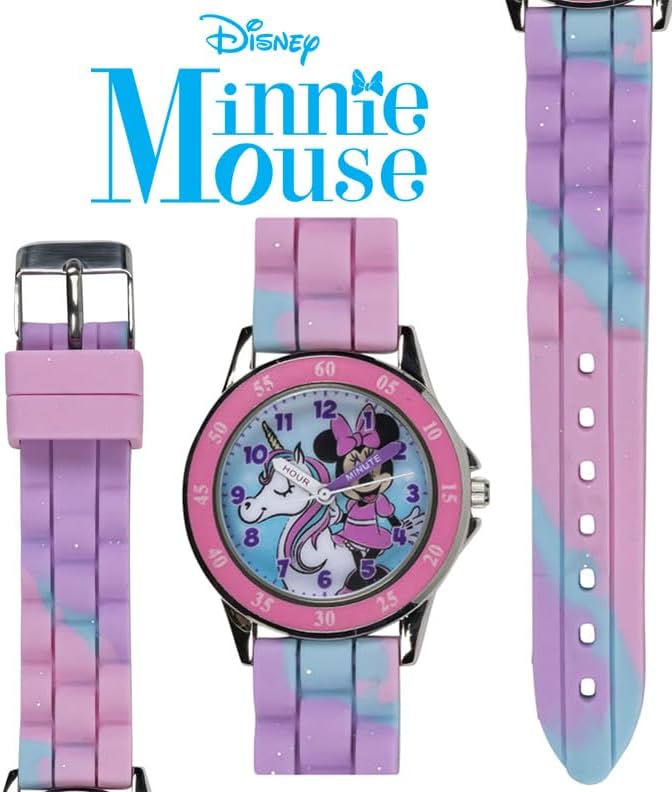 Minnie Mouse Time Teacher Watch for Girls - Analog Time Learning with Easy-to-Read Numbers and Comfortable Silicone Band - Image 2