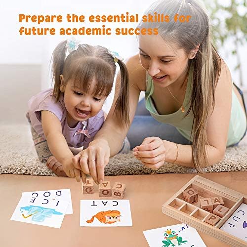 Coogam Spelling Games, Wooden Matching Letters Toy with Flash Cards Words, Montessori ABC Alphabet Learning Educational Puzzle Gift for Preschool Boys Girls Kids Age 3 4 5 Years Old - Image 6
