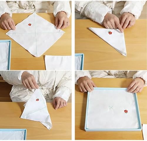 Montessori Cotton Folding Cloth Set | Practical Life Fine Motor Folding Practice Toy with Storage Tray - Image 3