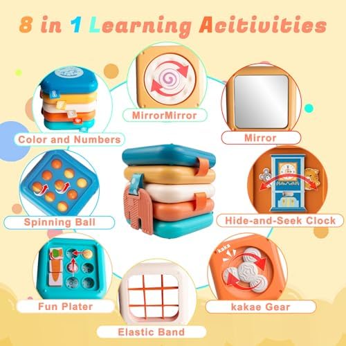 Busy Board for 1 Year Old, Montessori Toys for Baby 6-12 Months, Travel Toys for Toddler 1-3 on Plane Car, Travel Busy Board Busy Cube Gifts for 1 Year Old Boy Girl - Image 4