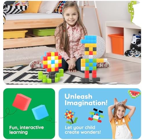 PicassoTiles 60pc Magnetic Puzzle Cube Building Set 1 Inch 3D Blocks STEM Construction Toy for Toddlers Kids Boys Girls Age 3+ Montessori Learning Travel Sensory Gift with Educational Idea Book PMC60 - Image 5