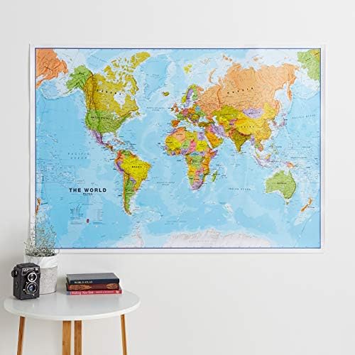 Maps International World Wall Map - Map of The World Poster - Front Lamination - 47 x 33 - Updated 2025 - Image 2