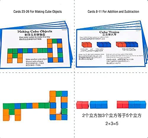 YHZAN Wooden Cube Building Blocks for Kids with Challenge Cards Shape Puzzle Math Material Assorted Colors for Preschool Classroom Supplies for Teachers Elementary Stem Toy - Image 7