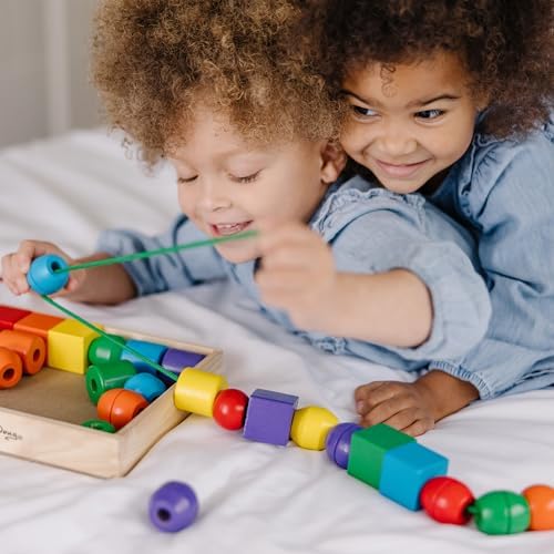 Melissa & Doug Primary Lacing Beads - Educational Toy with 30 Wooden Beads and 2 Laces for Toddlers, Fine Motor Skills Lacing Toys for Toddlers and Kids Ages 3+ - Image 2
