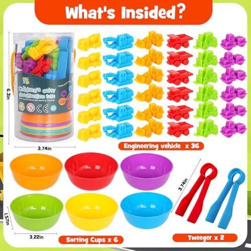 Counting Transportation Color Sorting Toys for Kids,Montessori STEM Sensory Preschool Educational Activities Learning Fine Motor Sorting Matching Games for Kids Boys Girls Ages 3+ - Image 7