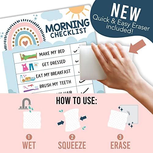 Dry Erase Morning & Bedtime Routine Chart for Kids Stickers Magnetic - Image 2