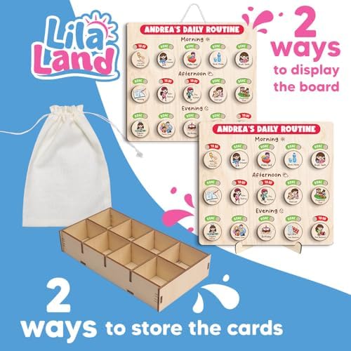 Wooden Chore Chart for Boys, Daily Routine Chart for Kids, Visual Schedule, Chore Reward Chart, Bedtime Morning Routine Chart for Toddlers (07) - Image 7