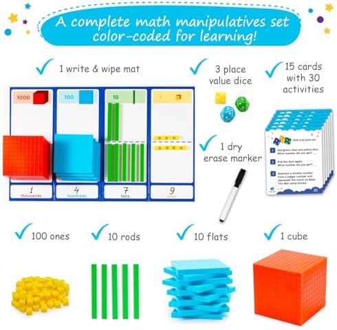 Simply magic 141 PCS Base Ten Blocks for Math - Place Value Number Cubes - Image 4