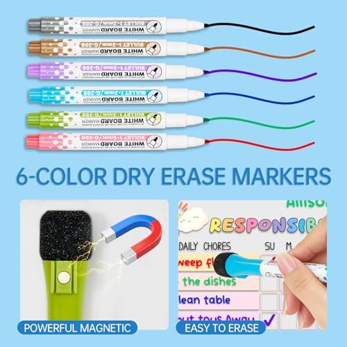 Acrylic Magnetic Kids Chore Board & Star Reward Jar - Dry Erase Fridge Calendar with Erasable Markers, Wooden Stars & DIY Stickers for Visual Schedule, Behavior Tracking & Potty Training Toddlers - Image 6