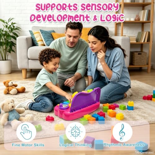 Sealive Toddler Piano Toy, Musical Keyboard with Spinning Animals, Record - Image 6