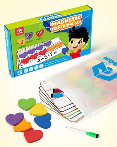 Coogam Magnetic Ten Frame Set, Math Manipulative Games for Kids with 6 Ten Frames 60 Magnetic Math Counters, Montessori Educational Toy Gift for Preschool Kindergarten 3 4 5 Year Old Toddlers - Image 7