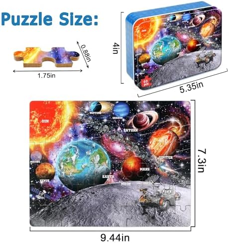 Puzzles for Kids Ages 4-6, 60 Piece Puzzles for Kids Ages 3-5 in Metal Box - Image 2