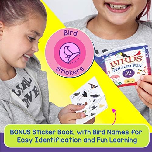 Binoculars for Kids, Girls or Boys Real Kids Binoculars in Vibrant Pink Blue - includes Sticker Book with 40 Bird Species - Kids Toys Small Binoculars, Toddler Binoculars - Image 7
