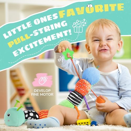 AWOTOY Baby Toys Sensory Music Caterpillar Stuffed Animals Infant Toys,Blue - Image 3