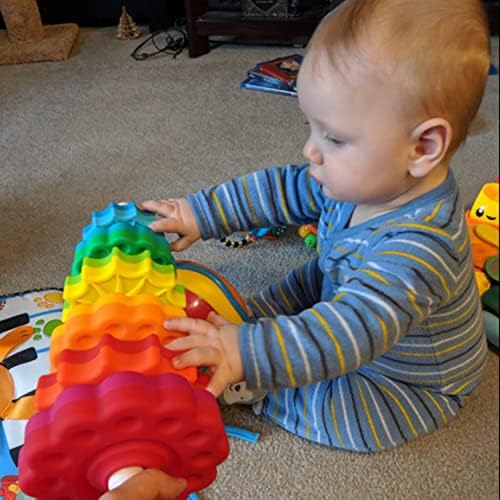 Baby Spinning Toy, Stacking Toy for Babies and Toddlers, Educational Toddler Learning Toys, Rainbow Spinning Wheel Toy for Focus, Dexterity, Brain Development, Interactive Learning stacking toys - Image 3