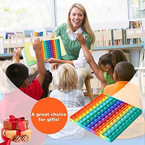 DK-SIMINA Large P0pp with Numbers, Rainbow Square Dimples Fidgett Ttoy 100 Bubble Math Toy Learning Tool for Teachers to Make Various Math Operations Poppers for Kids (1-100 Numbers) - Image 4