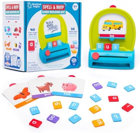 Educational Insights Spell & Drop Word Building Set - CVC Word Games, Kindergarten Learning Activities, Preschool Sight Words, Spelling Toys and Reading Games for Kids 5-7, Learn to Read Flash Cards by EducationalInsights