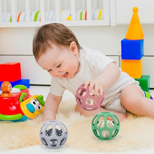 MCGMITT Sensory Balls for Baby, Easy Grasp Food Grade Stretchy Silicone Baby Teether Ball for 0-6 6-12 Months, BPA-Free Montessori Chew Toy, Newborn Infant Learning Developmental Toys Gift - Image 5