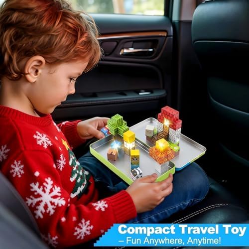 Magnetic Blocks 45 PCS Mini Travel Building Blocks with Iron Case Farm - Image 4