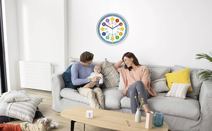XFM Colorful Kid Wall Clocks Battery Operated 12 inch Silent - Image 7