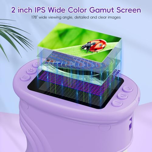 Temodu Kids Microscope 2.0" Screen 1000X Digital Microscope for Kids, Mini Pocket Handheld Microscopes for Children Birthday Festival Gift, Science Education Fun Toys for Boys Girls Ages 4-12 (Purple) - Image 2