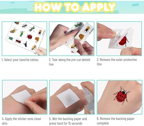 60PCS Bug Temporary Tattoos for Kids Toddlers - Image 5