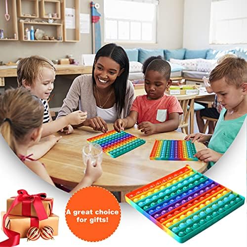 AK-SHIP 7.8in Big Size P0pp Math Toys , Rainbow Square Fidget Ttoy 100bubbles Stress Relieving Fidget Game for Teachers to Create Kinds of Math Manipulatives【with 1-100 Numbers Tables】 - Image 3