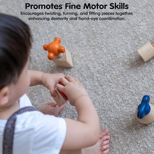 PlanToys® Nuts & Bolts Wooden Toy for Kids Ages 2+ Montessori STEM Set - Image 6