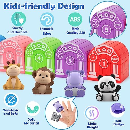 Learning Toys for 1,2,3 Year Old Toddlers, 20Pcs Safari Animals Toys Montessori Counting, Matching & Sorting Fine Motor Games, Christmas Birthday Easter Gift for Baby Boys Girls Age 12-18 Months - Image 4