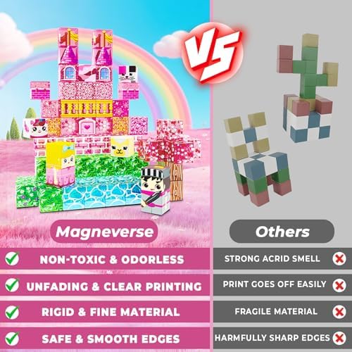 Magnetic Blocks - 100 PCS Transparent Magnetic Building Block for Kids, Pink Princess Castle Magnet Cubes Sets, Princess Toys for Girls Ages 3 4 5 6 7 8-12 Birthday Gifts - Image 4