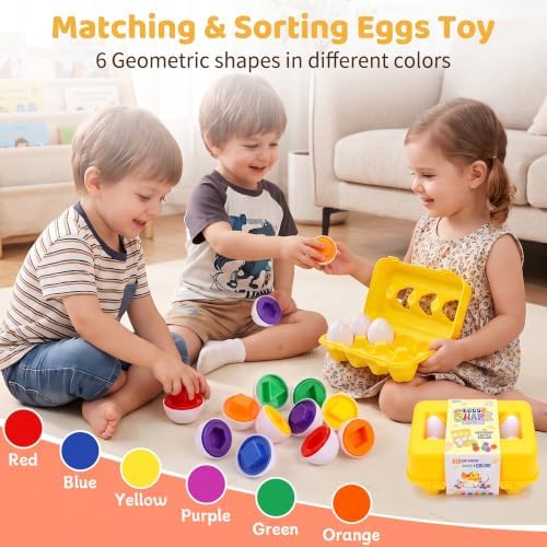 Montessori Sorting Toy Color & Shape Matching Eggs, Gifts for Ages 12M+ - Image 3