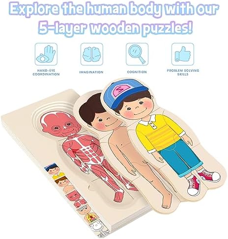 Wooden My Body Puzzle for Kids, Boys - Image 3