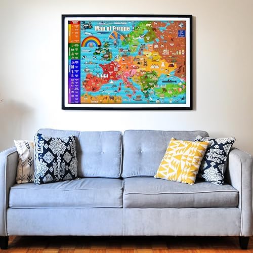 Think2Master Colorful Map of Europe 500 Pieces Jigsaw Puzzle with Very Large Pieces for 13+, Adults & Seniors. Great Gift for Interest in the European Map. Size: 26.8” X 18.9” - Image 4